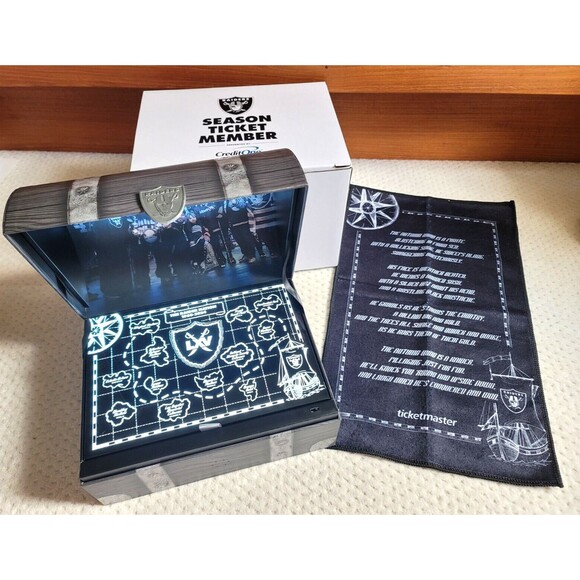 2024 Las Vegas RAIDERS Ticket Box + Light up PIRATE TREASURE Map + Towel - Picture 1 of 6